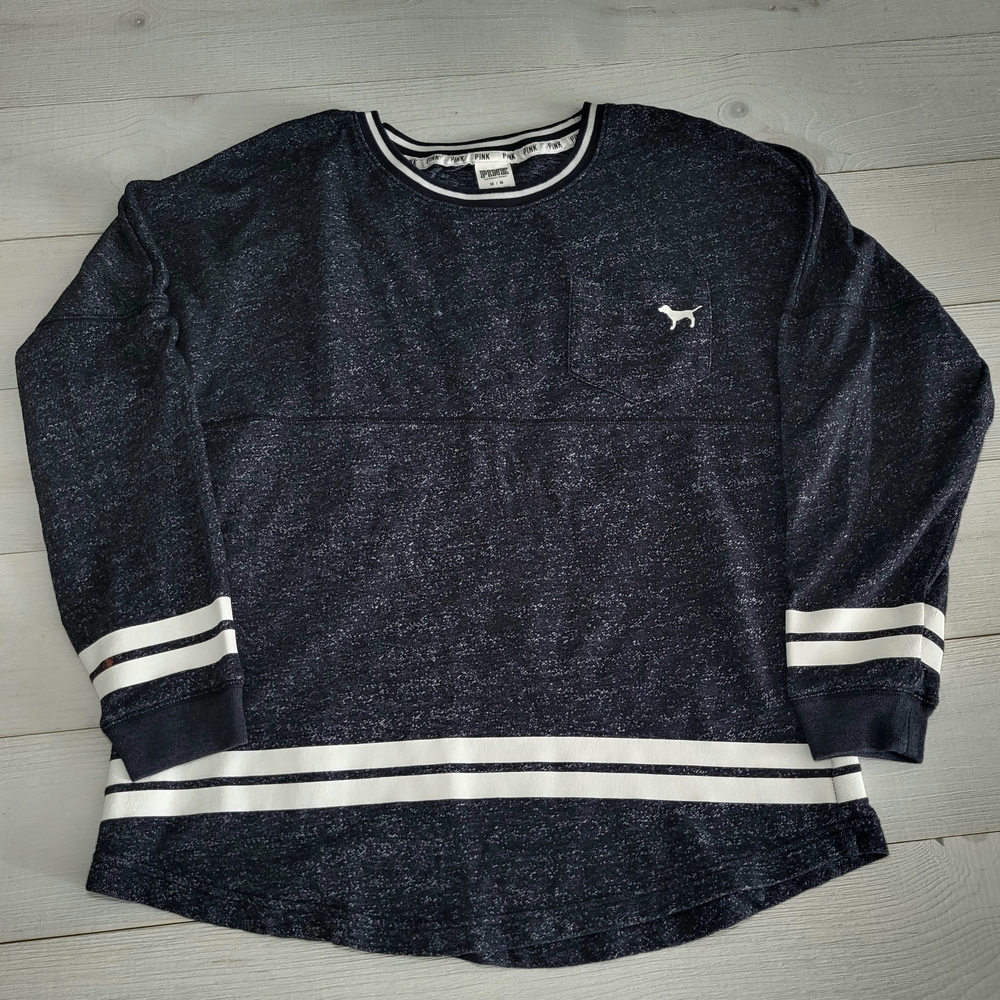 Victoria's Secret PINK Logo Sweatshirt Varsity Academia Loungewear Cotton.